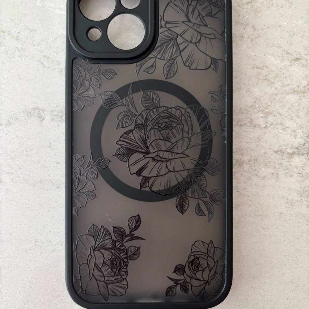 Floral Black Phone Case iPhone 15